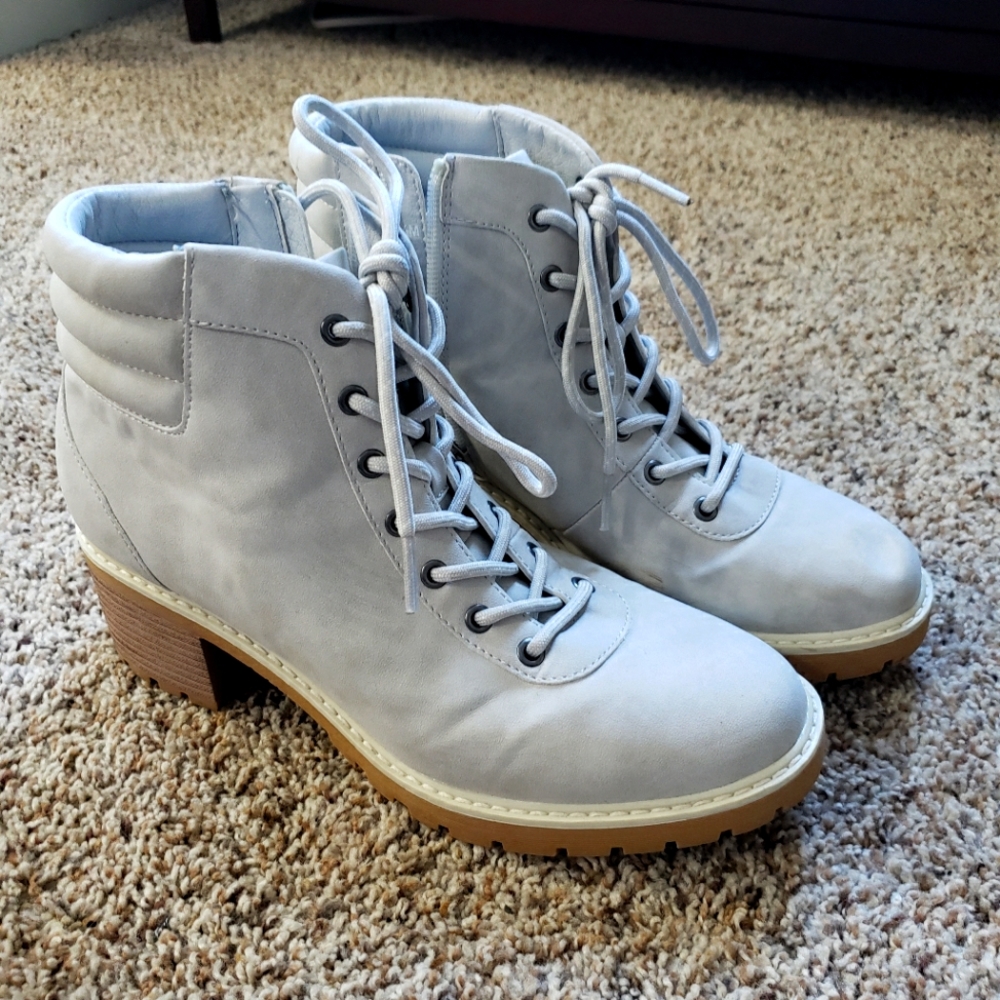 Maurice's Grey Heeled Boots Size 9.5